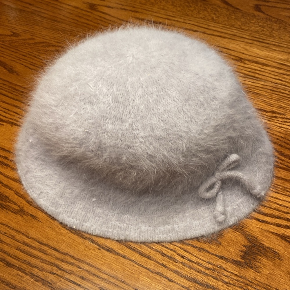 Angora Rabbit Hair Blend Bucket Hat in Soft Silver - Picture 8 of 15